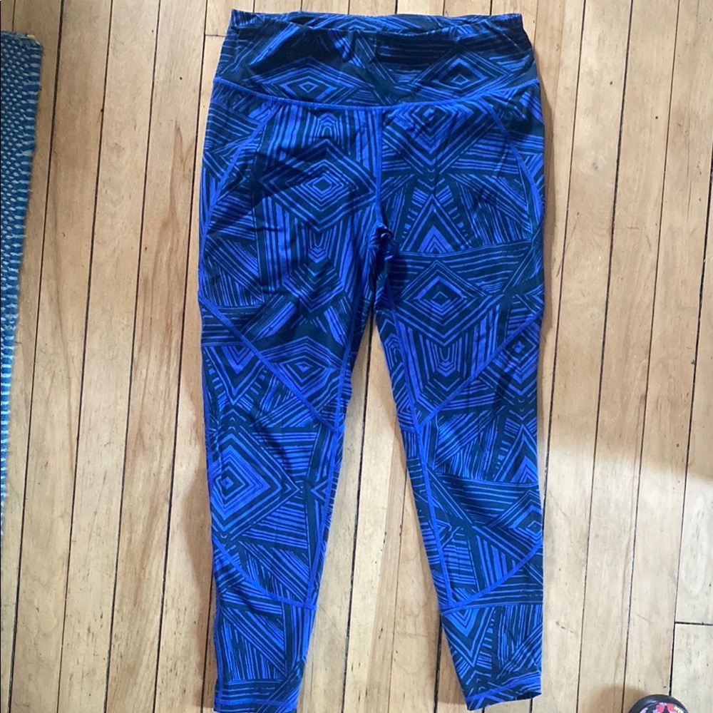 Sweaty Betty Blue Geometric Pattern Leggings M